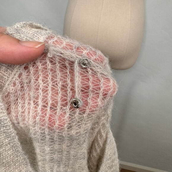 Sleeping on Snow Rosay Sweater Gray Bell Sleeve Crop Alpaca Anthro Boho Size S - Picture 6 of 9